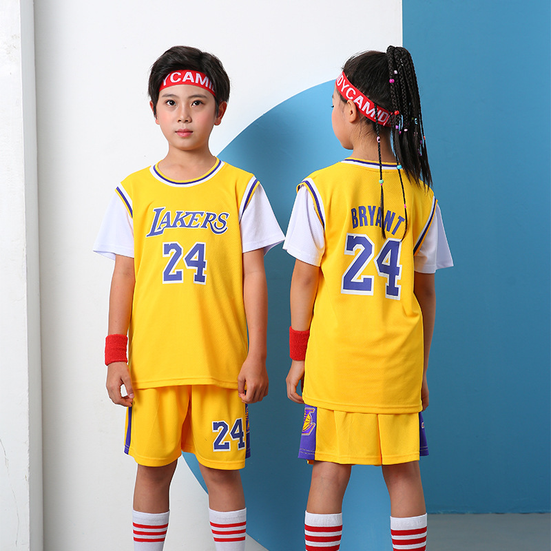 Children's Basketball Clothes suit Boys Kobe Jersey Short-sleeved Women's Summer Kindergarten Competition Training Sportswear