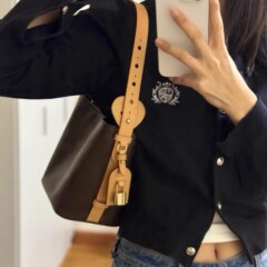 高バージョンオリジナルラベルオールイン本革バケットバッグレディースバッグショルダーハンドバッグLファミリースチールハードウェア周波数変換チップ
