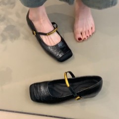 内高一字バックル角頭小単靴女性2025春秋新モデル