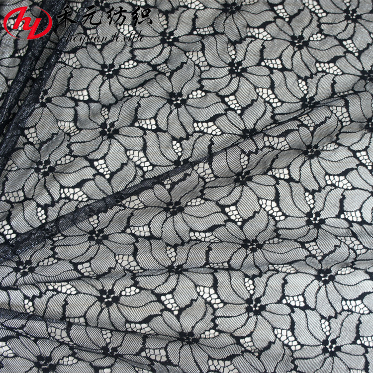 锦纶蕾丝面料柔软亲肤玻璃纱亮丝压沙木棉花女装打底内衣花边布料