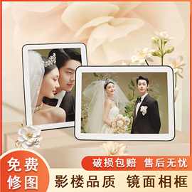 相框照片一体摆台打印婚纱照摆件桌面高级感儿童全家福铝合金画框