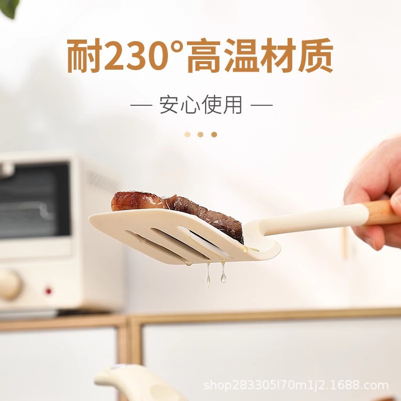 Cocina para el hogar olla antiadherente espátula de silicona especial espátula sopa cuchara juego de carne al por mayor pala de carne cuchara de olla caliente colador
