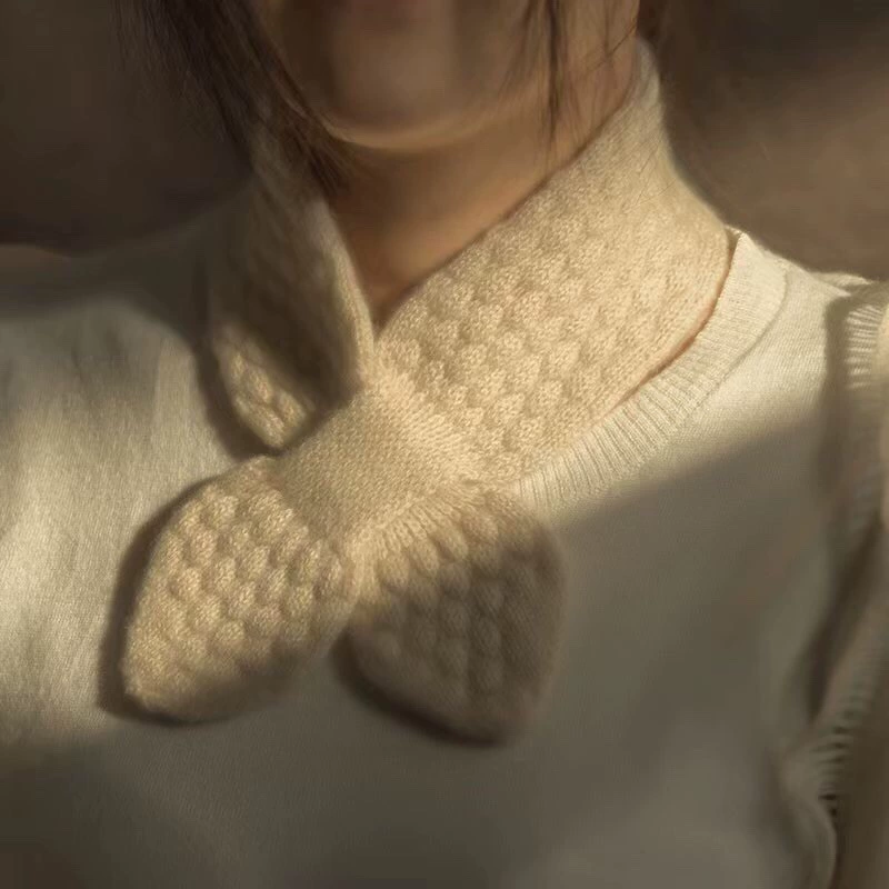 Осенне-зимний теплый шарф из чистой шерсти с сердечком, жаккардовый шарф с защитой шеи, перфорированный шарф, универсальный