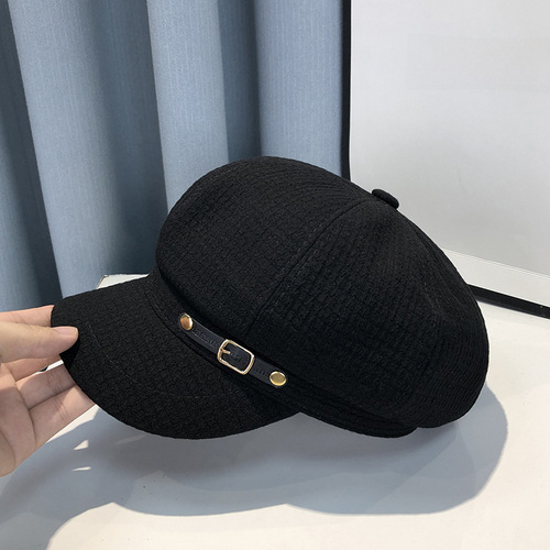 British style beret women's Korean version of the Internet celebrity fashion versatile painter hat Japanese retro duckbill newsboy octagonal hat 