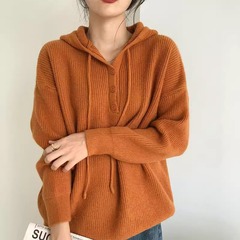 毛衣女秋冬装复古百搭日系风宽松春秋外穿森系2025新款连帽针织衫