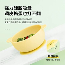 亚马逊热销卡通婴儿防摔硅胶辅食碗套装吃饭训练带吸盘宝宝双耳碗