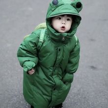 儿童白韩版外套长款婴儿青蛙男童鸭绒卡通冬季冬款衣服羽绒服
