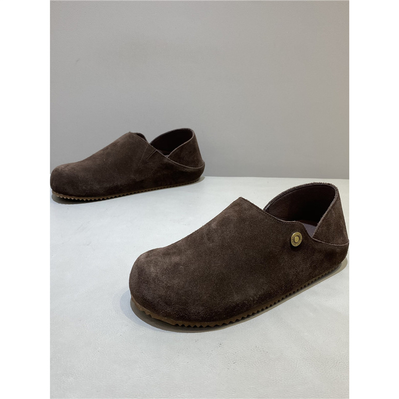 qn男瓢鞋2025新款真皮勃肯鞋韩版软底一脚蹬懒人鞋两穿百搭休闲板