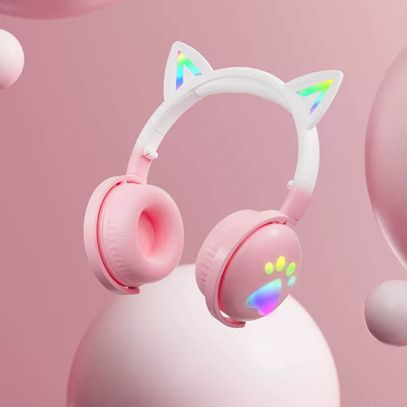 KE-28 носимая беспроводная Bluetooth гарнитура уши кота градиент цвет детям игра сеть класс голосовой чат E-sports взрыв