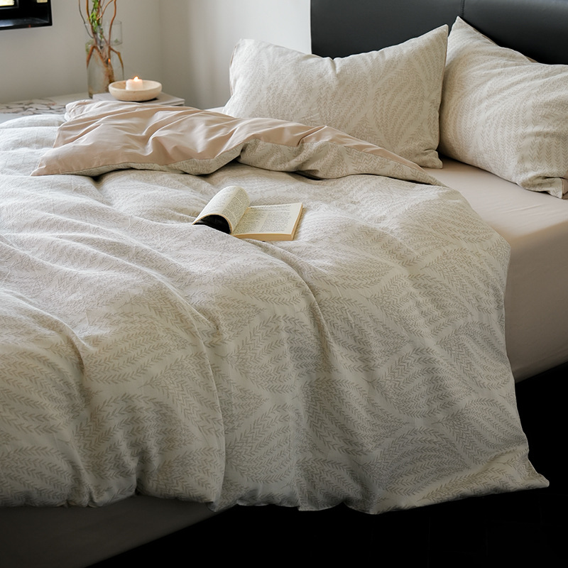 Jacquard de lujo ligero de tres capas de hilo de algodón cama de cuatro piezas de algodón de alta calidad sábanas de cama de tres piezas de cama