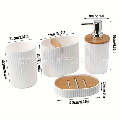 Baño de hotel cuatro piezas conjunto de baños rayas finas bambú gris cuatro piezas conjunto de botella de loción de lavado de manos cepillo de dientes taza caja de jabón