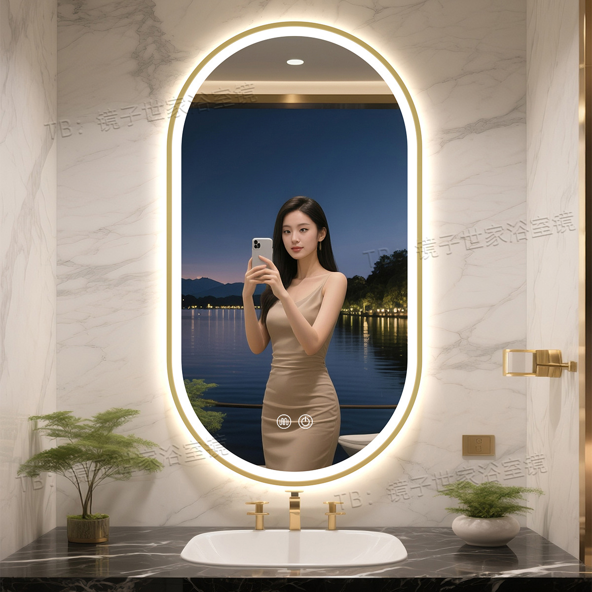 Espejo de baño de hotel de estrellas iluminación led espejo inteligente marco de aluminio inodoro espejo anti-nebble inodoro tipo de pared