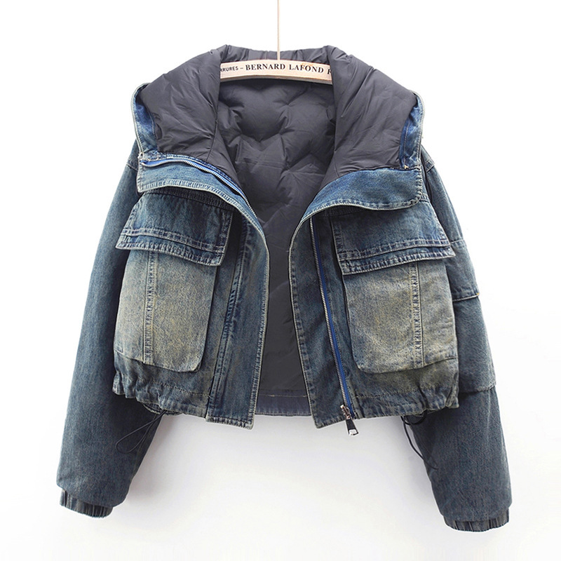 2025 New Autumn and Winter Popular down Lining Lightweight Velvet Denim Jacket Women's Short Reversible Top Jacket 2025 New Autumn and Winter Popular down Lining Lightweight Velvet Denim Jacket Women's Short Reversible Top Jacket