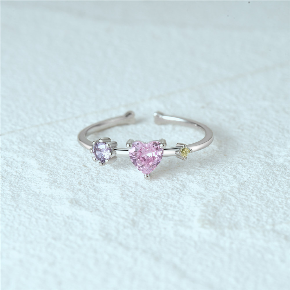 4g Weight Zircon Inlay Material Open Rings Classification Adjustable Ring Size 1 Piece Quantity Daily Occasion 925 Sterling Silver Material Heart Shape, Flower, Bow Knot Pattern Women's Gender Plating, Flowers Design Sweet, Shiny Style 925 Sterling Silver Zircon Heart Shape Flower Bow Knot Open Rings 14