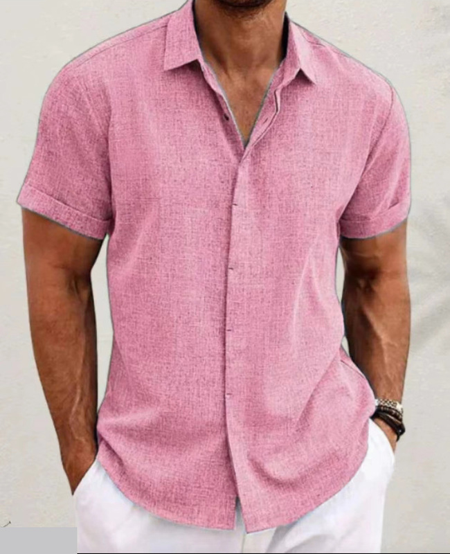 メンズリネン半袖tシャツゆるいスウェットソリッドカラー半袖綿麻シャツ男ビーチビッグサイズ男半袖シャツ|undefined