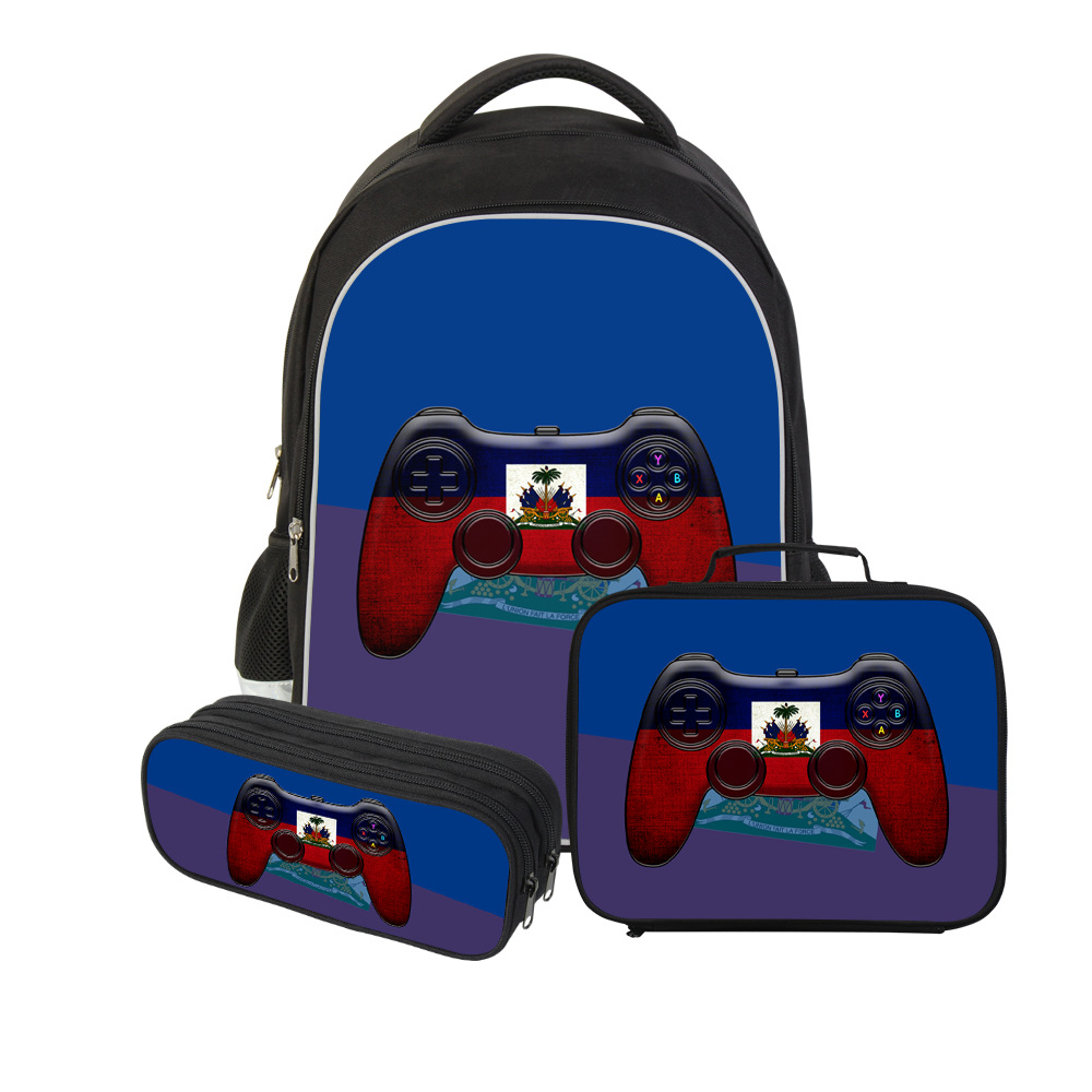 더블 레이어 배낭 3 피스 아이티 국기