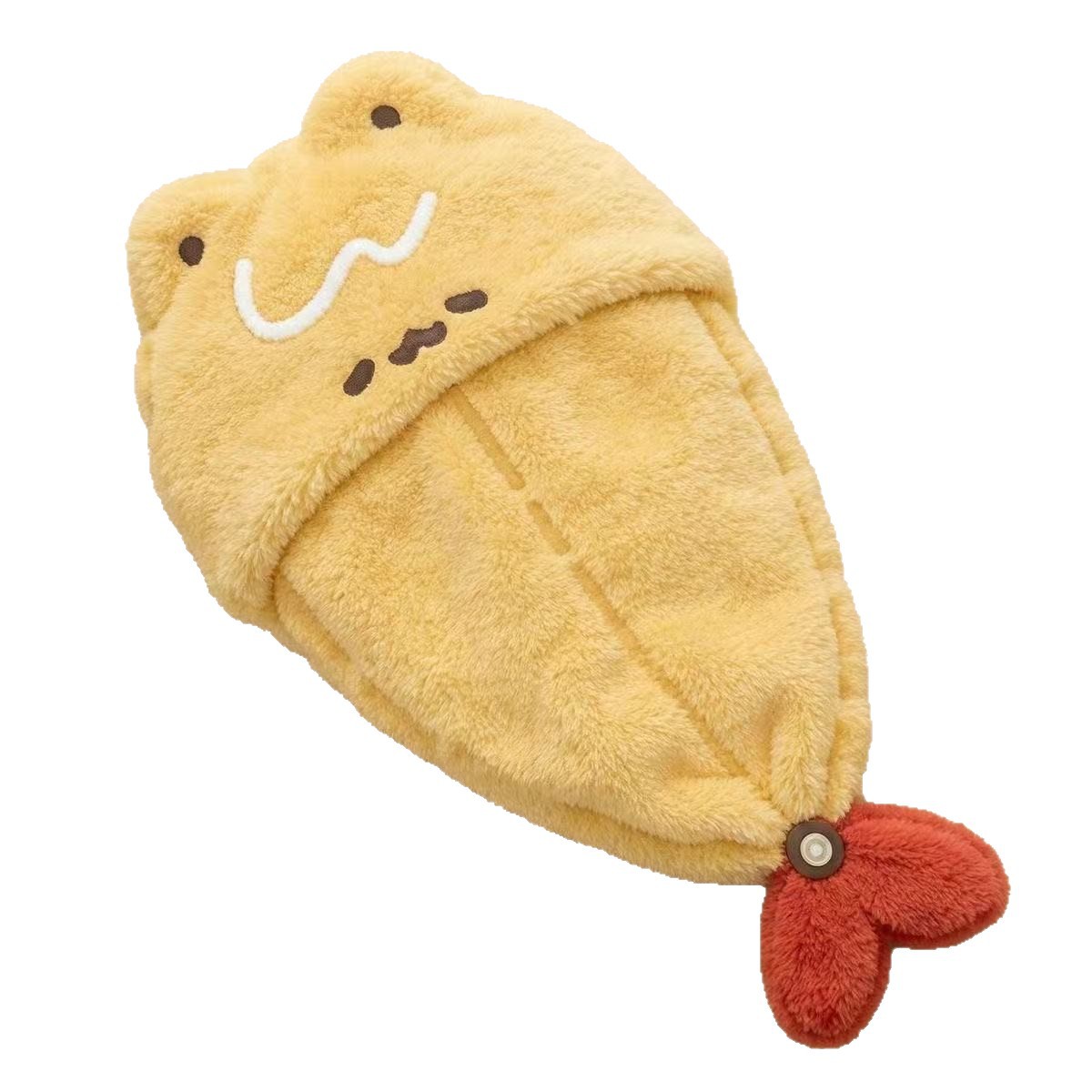 Cute Fried Shrimp Hair Drying Cap, Super Absorbent Quick-Dry Towel, Coral Fleece Head Wrap, Thickened Shampoo and Shower Cap, Hair Drying Cap
