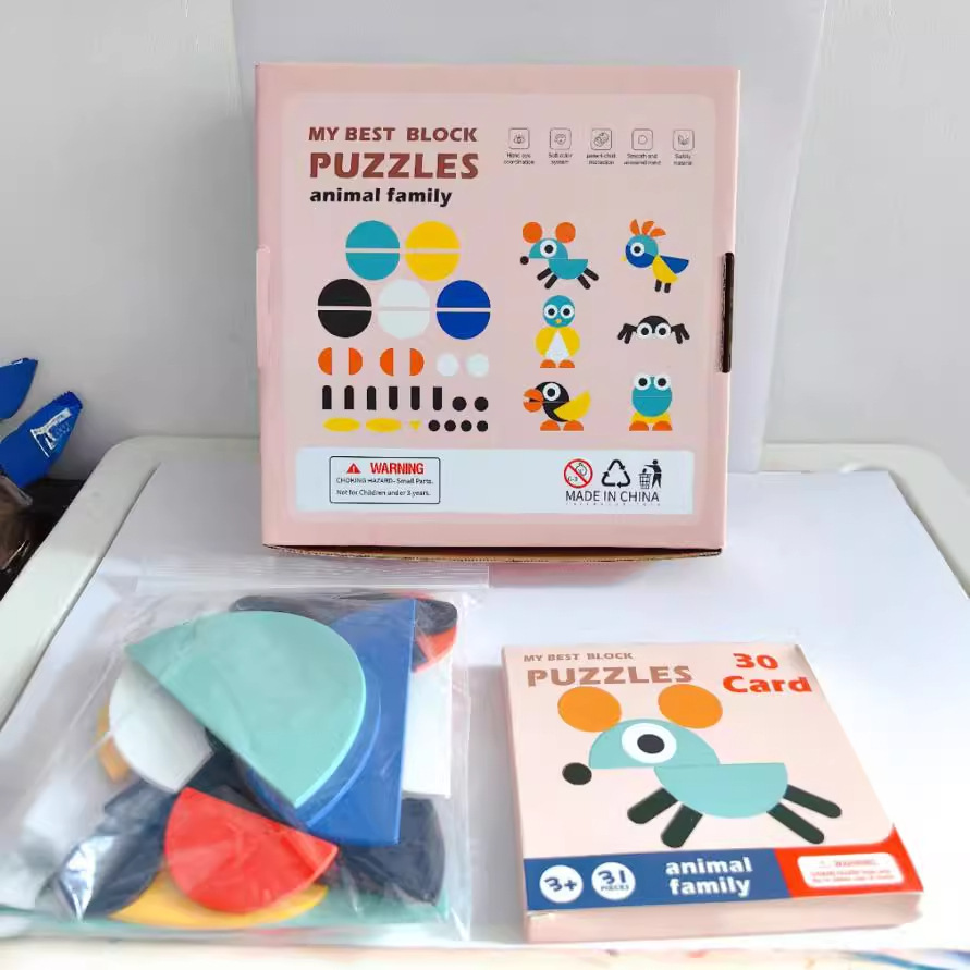 Niños Montessori diversión geométrica rompecabezas creativo rompecabezas educación temprana desarrollo pensamiento preescolar iluminación juguetes de madera