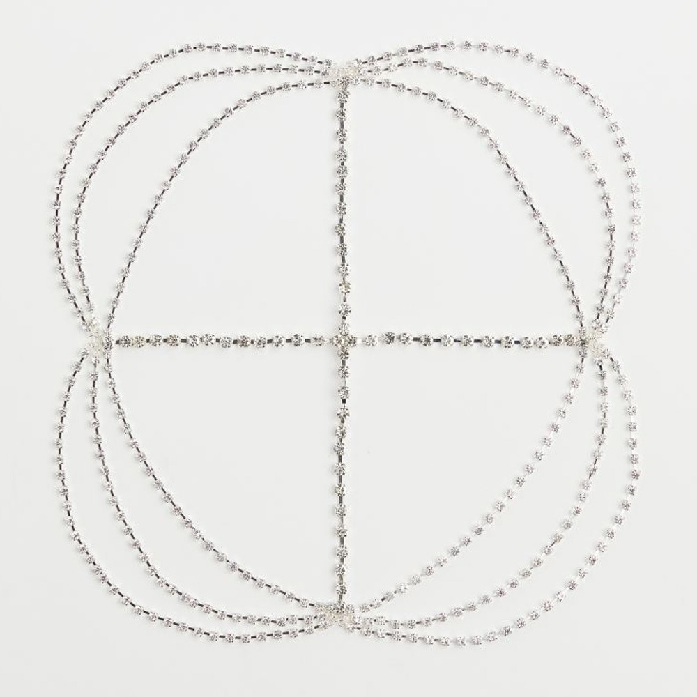 Europa y América transfronteriza nueva moda rhinestone frente cadena nupcial boda completo diamante multi-capa borla cadena del pelo