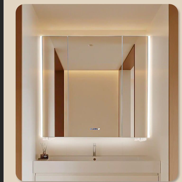 Top Space Aluminum Smart Mirror Cabinet Simple Wall-mounted Bathroom Mirror Case Acrylic Wall-mounted Mirror Cabinet with Light Top Space Aluminum Smart Mirror Cabinet Simple Wall-mounted Bathroom Mirror Case Acrylic Wall-mounted Mirror Cabinet with Light