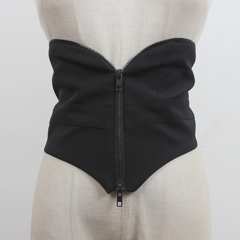 春夏时尚潮流外穿腰封女宽装饰长衬衫连衣裙毛衣西装腰带布料黑色|ms