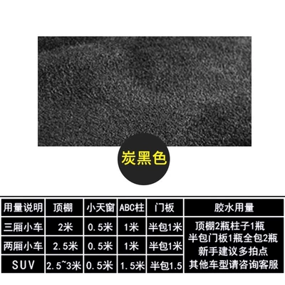 modification, A-pillar suede, self-adhesive car – Car roof lining - second-generation-suede-charcoal-black-half-meter