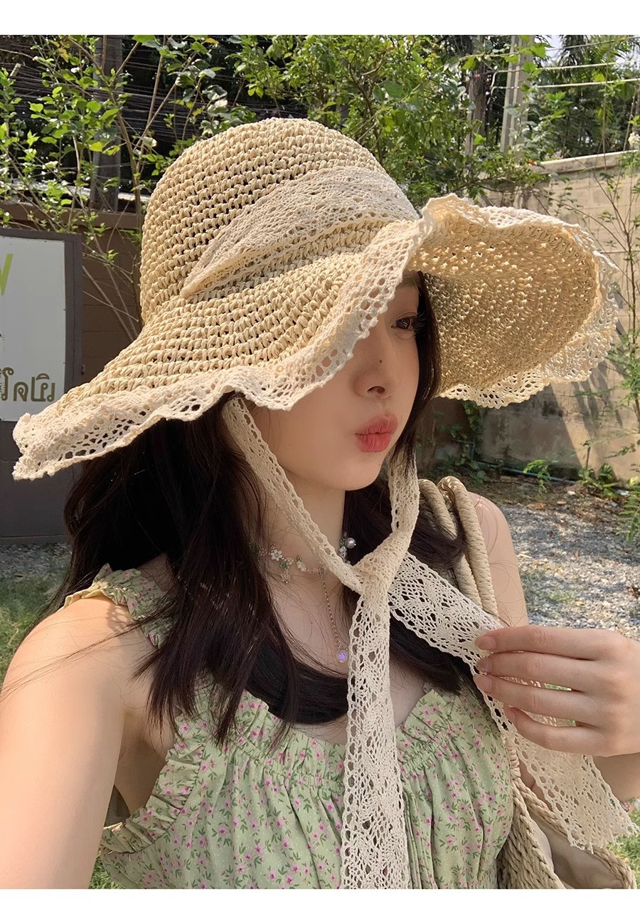 Women's Casual Elegant Flower Bow Knot Big Eaves Straw Hat display picture 10