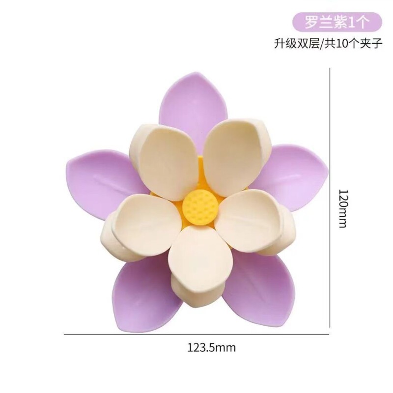 荷花双层磁吸封口夹冰箱贴食品袋夹子零食密封夹通用网红花朵瓣零|undefined