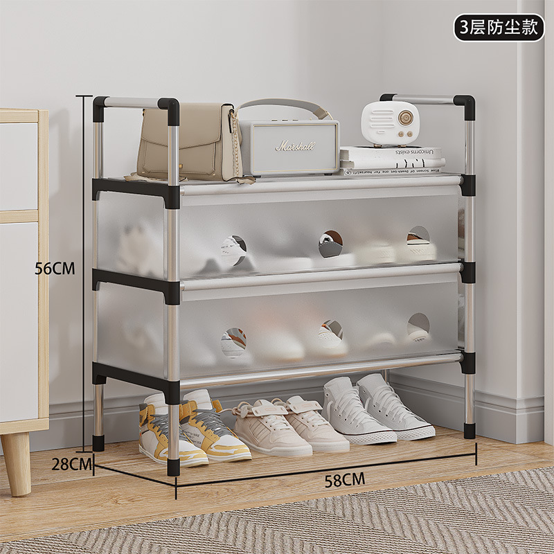 Estante de zapatos multicapa a prueba de polvo fácil de almacenar artefactos mágicos puerta dormitorio cubre espacio pequeño gabinete de zapatos multifuncional hogar ahorro de espacio image 6