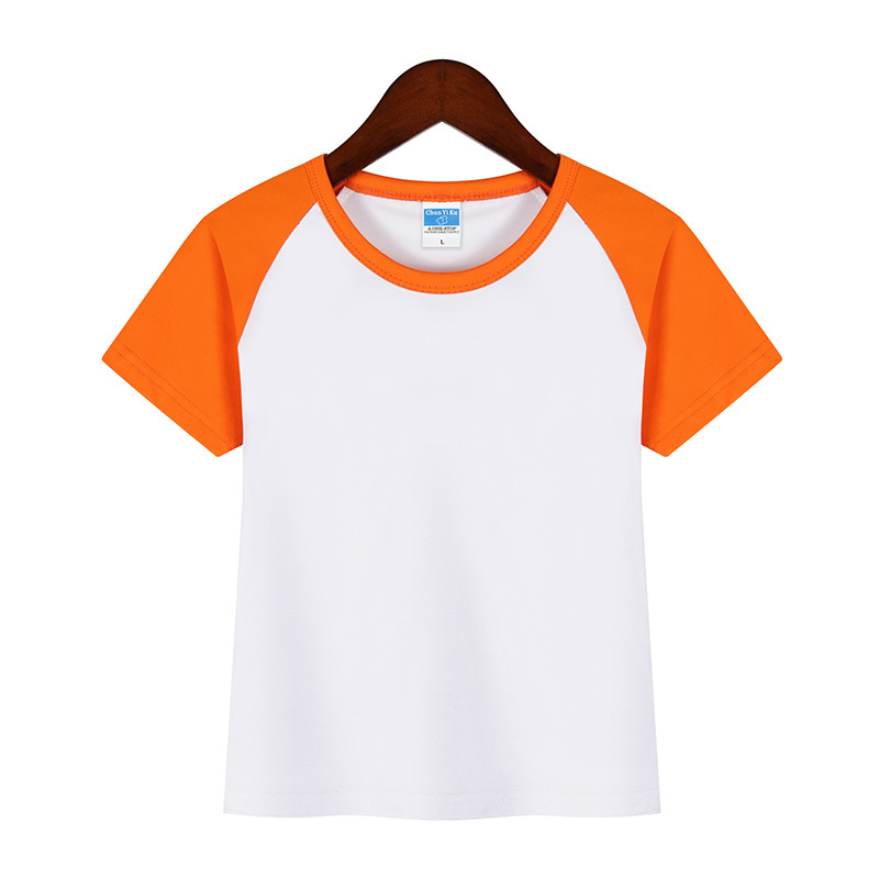 Padres-hijos ropa deportiva de color colchón hombro camiseta publicitaria de cuello redondo de manga corta personalizada uniformes de graduación de niños camiseta de algodón personalizada