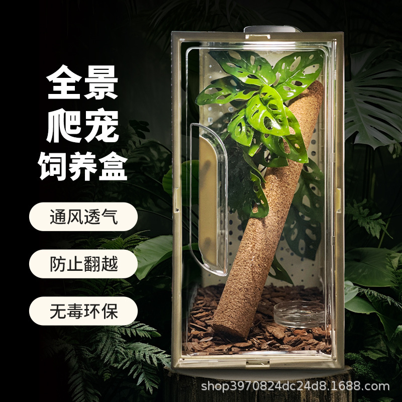 Climbing pet feeding box ciliary angle leopard tree frog feeding box with ventilation hole transparent for easy observation of small pet feeding artifact