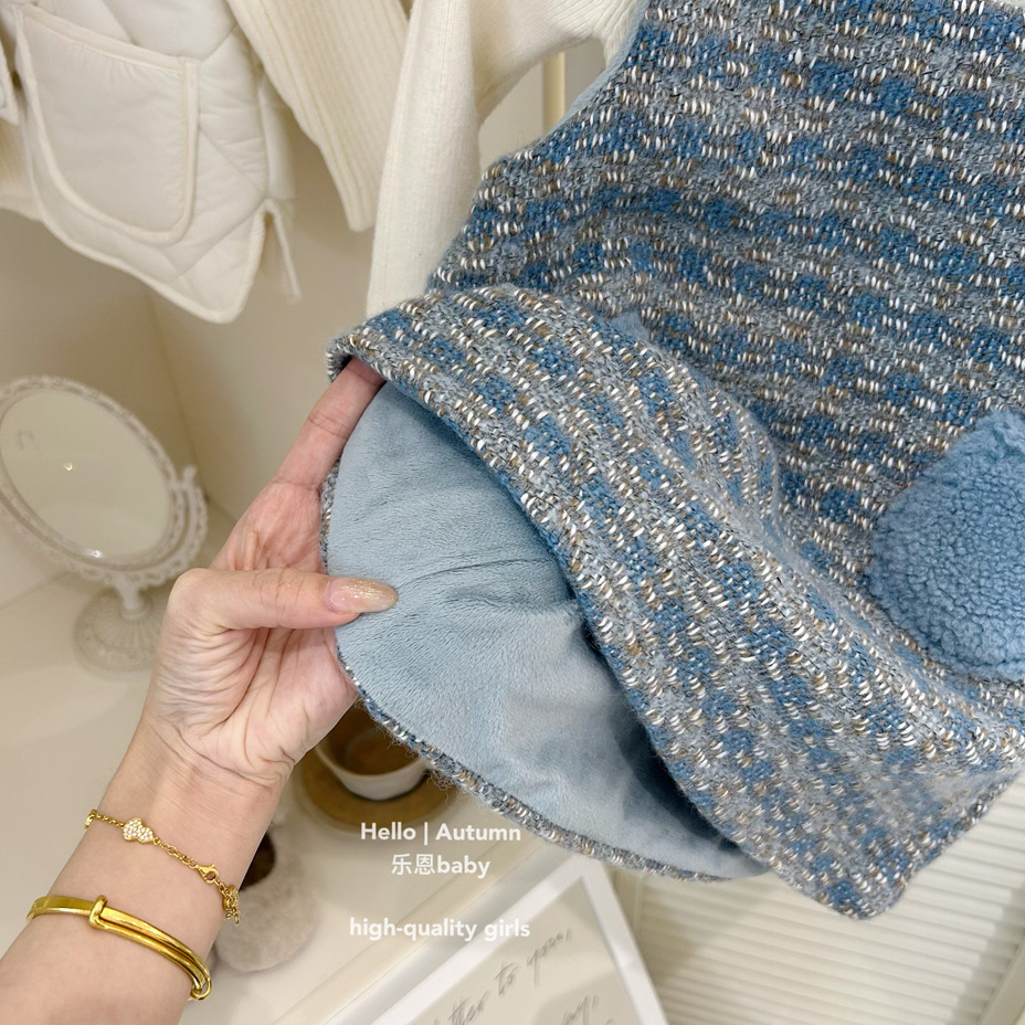 [Ropa de niños de Leen] chaleco azul de invierno de niñas, vestido de Año Nuevo para bebés y vestido de acero