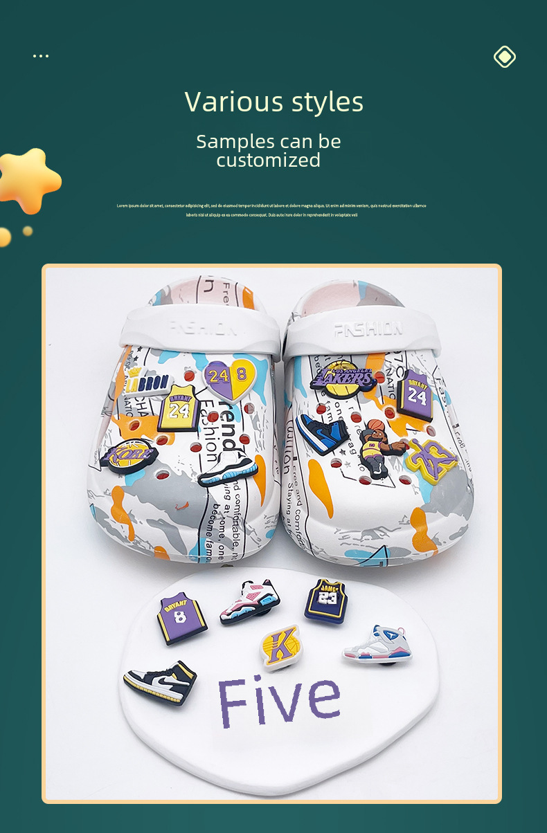 Basketball Kobe Cross-border Hole Accessories Shoe Accessories Shoe Flower Shoe Buckle Hole Bag Bracelet Beach Shoes Sports Decoration