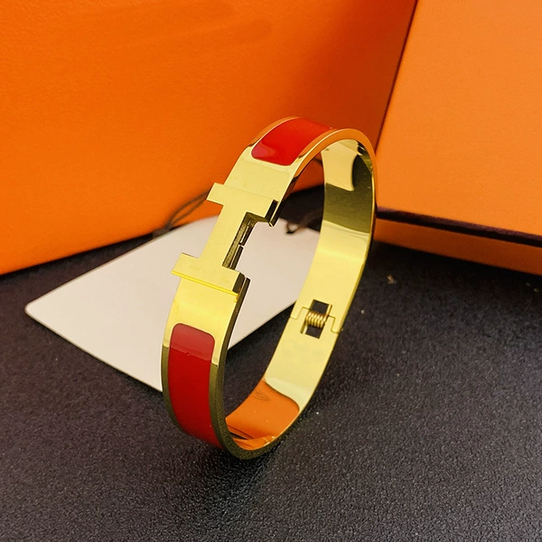Spring buckle low version h bracelet. Gold+red
