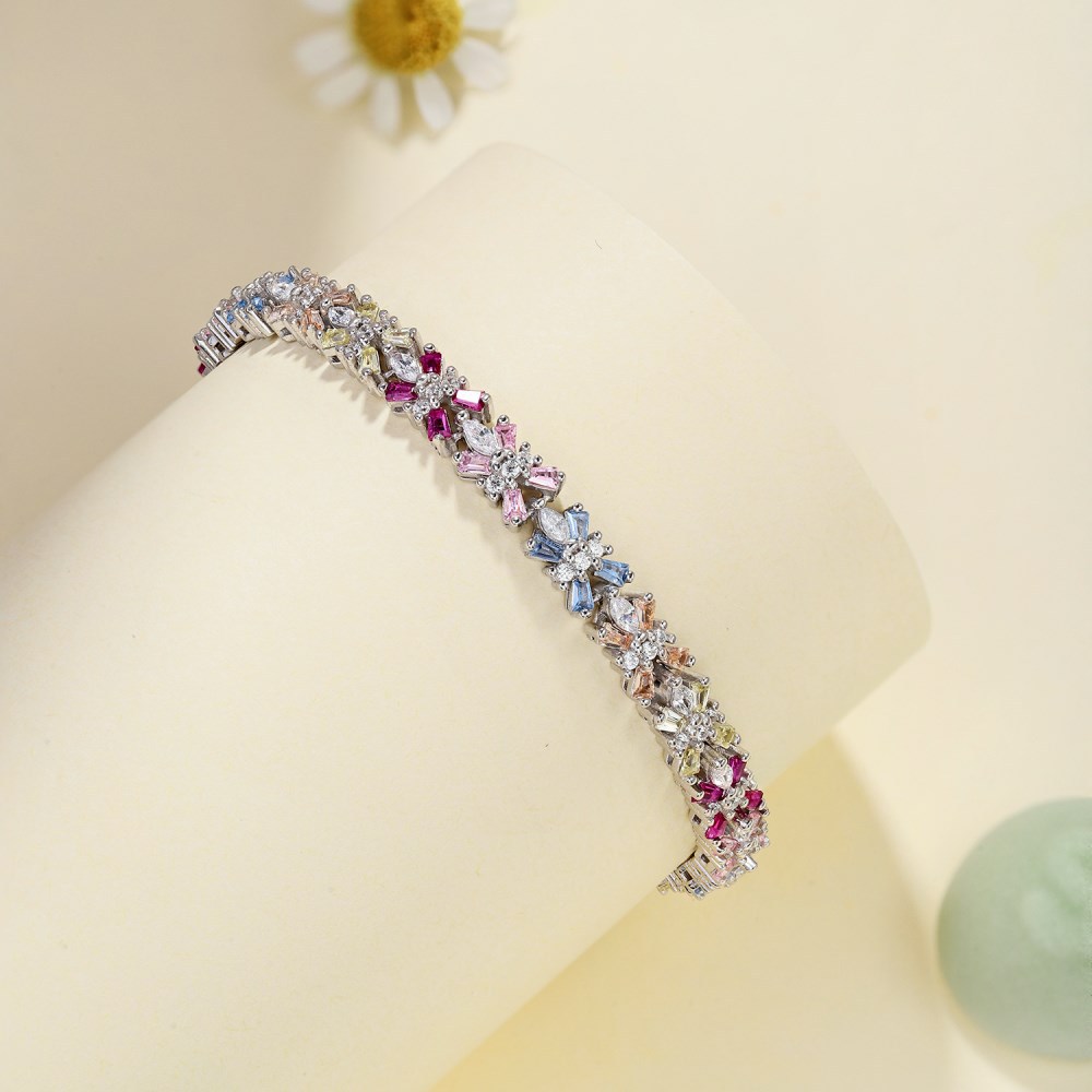 40g Weight Zircon Inlay Material Tennis Bracelet Classification 1 Piece Quantity Banquet, Party Occasion 925 Sterling Silver Material Geometric Pattern Women's Gender Plating, Inlay Design Elegant, Luxurious, Shiny Style 925 Sterling Silver Tennis Bracelet Elegant Luxurious Shiny 1