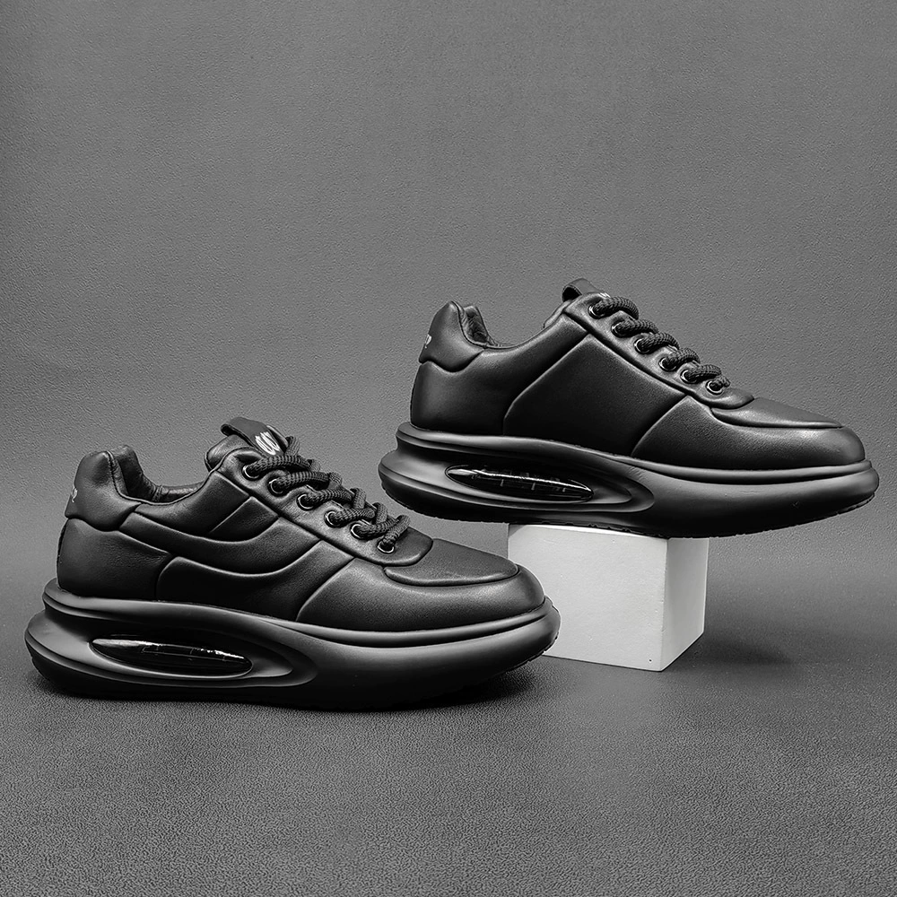 Leather sneakers, shoes, footwear for leisure, cowhide, autumn, European style, genuine leather