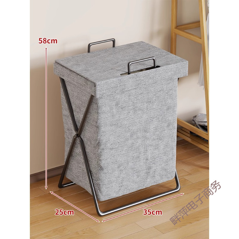 Foldable Laundry Basket, foldable bedroom storage bin, fabric hamper with side sock pocket, multi-size