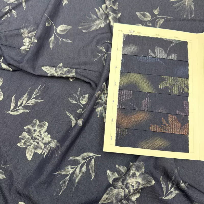 人棉锦纶印花面料 新中式国风复古花纹布料 汉服旗袍连衣裙时装用