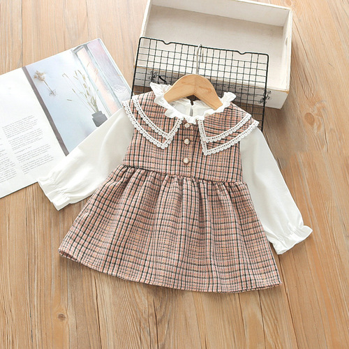 Girls Spring and Autumn New Dress Korean Style Girls Fashionable Vest Two-piece Dress Manufacturer Dropshipping