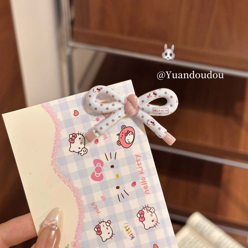 秋季新款咖色猫咪领结发夹日系甜美少女风碎发鸭嘴夹发卡发饰批发|undefined