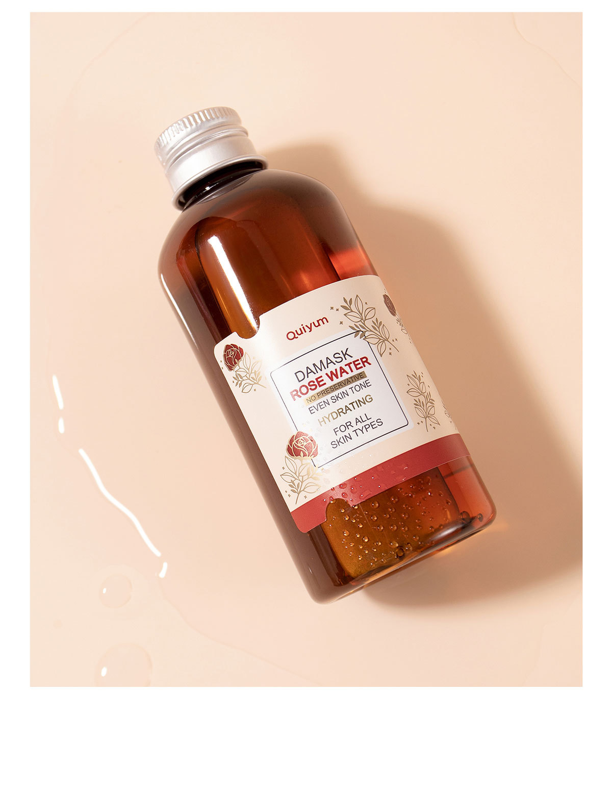Wholesale of cross-border QUIYUM Damascus rose hydrosol wet compress hydrating, Moisturizing and brightening toner in stock from the manufacturer undefined
