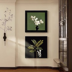 中古风玄关装饰画法式复古花卉客厅卧室床头挂画入户正对门壁画