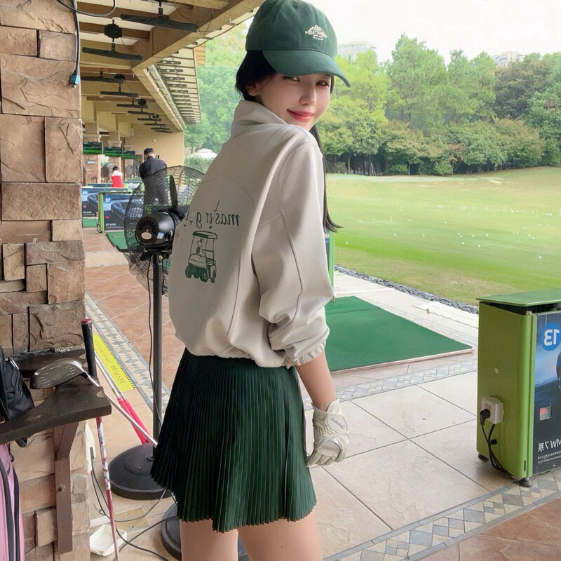 Golf Autumn and Winter suit High Elastic Relaxation Internet Celebrity Casual Fashion Dark Green Foreign Trade Outdoor Sweat