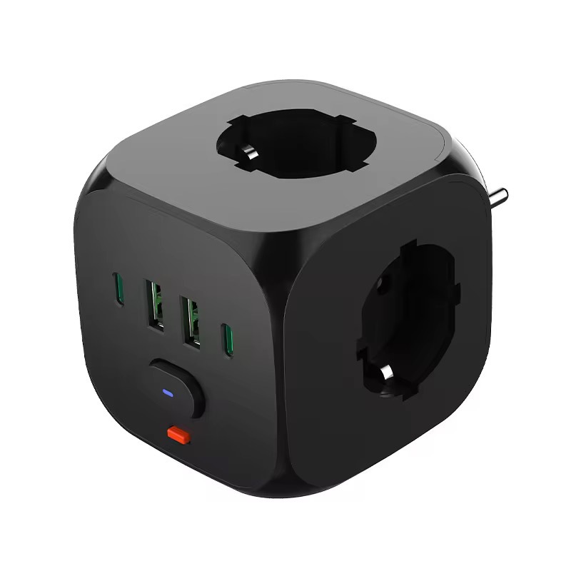 亚马逊欧规魔方转换插座四面带usb type-c充电旅行插座欧洲转换头