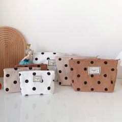 Linen velvet retro polka dot makeup bag high-end casual storage bag organization pouch portable toiletry bag large size