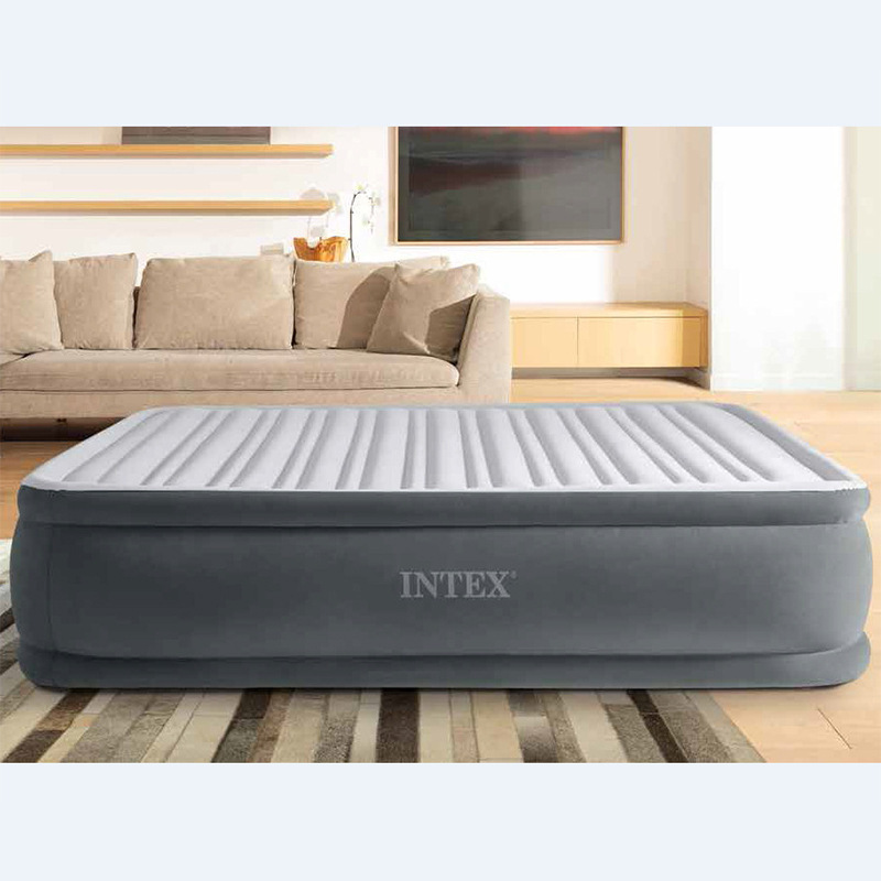 INTEX67770 built-in electric pump design inflatable bed luxury gray white double double-layer extra large inflatable cushion Outdoor