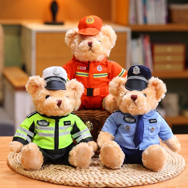 Policía oso muñeca uniformes oso hierro oso peluche mayorista policía de tráfico policía especial policía de bomberos oso muñeca