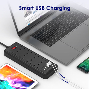 USB智能大功率插排  厂家直销多孔英规排插插线板带PD65W功能