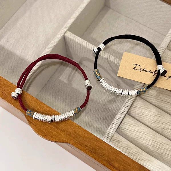2025 New Vintage Chinese Style Woven Zaohong Rope Woven Hand Rope Bracelet Ethnic Style Accessories Men's and Women's Bracelet