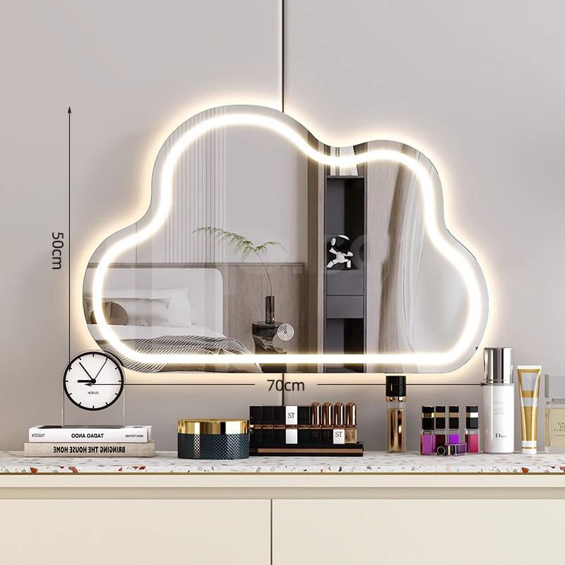 Espejo de maquillaje de nube 2025 nuevo espejo tocador dormitorio escritorio pared colgante led inteligente espejo de tocador con luz